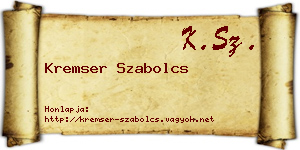 Kremser Szabolcs névjegykártya